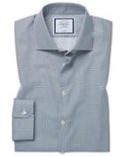 Super Slim Fit Non-iron Circle Print Navy Cotton Dress Shirt Single Cuff Size 14.5/32 By Charles Tyrwhitt