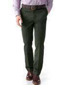 Charles Tyrwhitt Charles Tyrwhitt Dark Green Slim Fit Flat Front Non-iron Cotton Chino Pants Size W30 L38