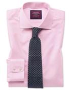  Slim Fit Luxury Non-iron Prince Of Wales Check Pink Cotton Dress Shirt Single Cuff Size 15/33 By Charles Tyrwhitt