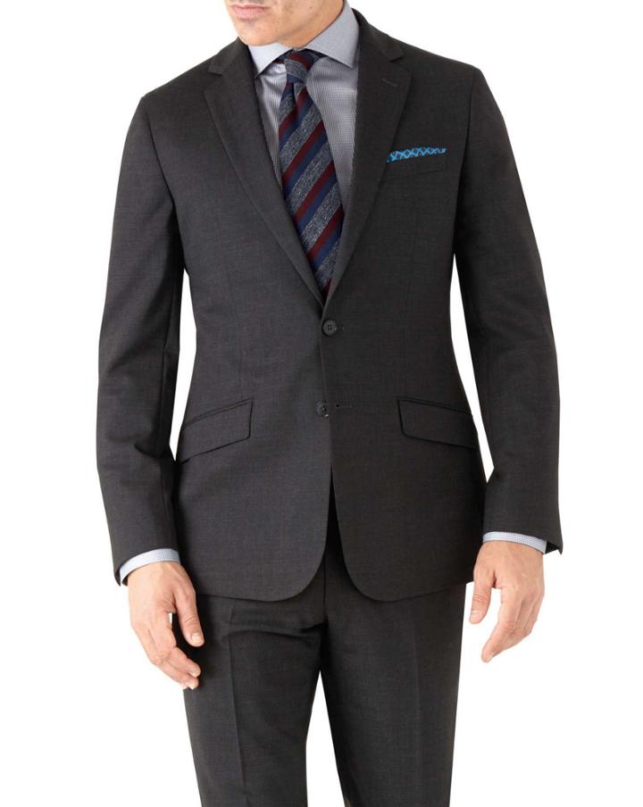 Charles Tyrwhitt Charcoal Slim Fit Performance Suit Wool Stretch Jacket Size 36 By Charles Tyrwhitt
