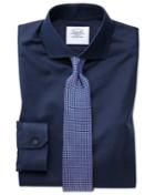 Super Slim Fit Navy Non-iron Twill Cotton Dress Shirt French Cuff Size 14/33 By Charles Tyrwhitt
