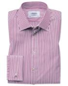 Charles Tyrwhitt Classic Fit Bengal Stripe Purple Cotton Dress Casual Shirt Single Cuff Size 15.5/33 By Charles Tyrwhitt