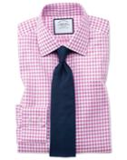 Charles Tyrwhitt Slim Fit Non-iron Gingham Pink Cotton Dress Shirt Single Cuff Size 15/34 By Charles Tyrwhitt