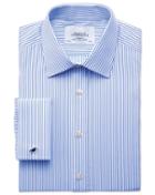 Charles Tyrwhitt Charles Tyrwhitt Slim Fit Bengal Stripe Sky Blue Cotton Dress Shirt Size 14.5/32