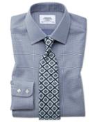  Classic Fit Non-iron Square Weave Navy Blue Cotton Dress Shirt French Cuff Size 15.5/33 By Charles Tyrwhitt