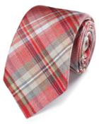  Red Checkered Linen Silk Italian Luxury Tie By Charles Tyrwhitt