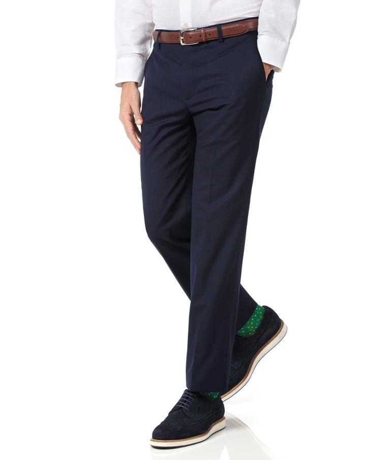  Navy Slim Fit Lightweight Wool Tailored Pants Size W30 L32 By Charles Tyrwhitt