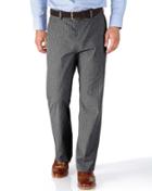 Charles Tyrwhitt Charles Tyrwhitt Grey Classic Fit Prince Of Wales Check Stretch Cotton Tailored Pants Size W32 L32