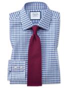 Charles Tyrwhitt Slim Fit Non-iron Gingham Mid Blue Cotton Dress Shirt Single Cuff Size 14.5/33 By Charles Tyrwhitt