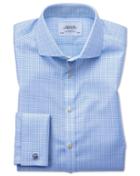 Charles Tyrwhitt Extra Slim Fit Spread Collar Non-iron Prince Of Wales Sky Blue Cotton Dress Casual Shirt Single Cuff Size 14.5/32 By Charles Tyrwhitt