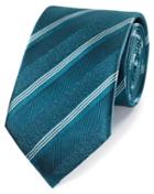  Teal Tonal Stripe Silk Classic Tie By Charles Tyrwhitt