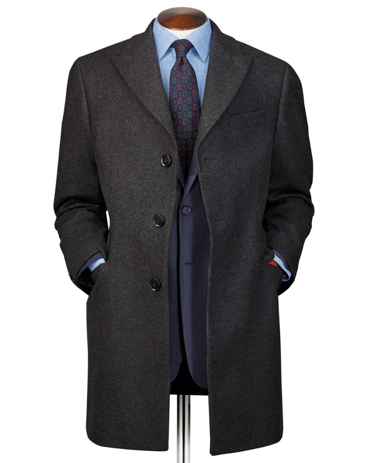  Grey Wool And Cashmere Epsom Overwool/cashmere Coat Size 36 By Charles Tyrwhitt