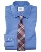  Slim Fit Blue Non-iron Poplin Cotton Dress Shirt French Cuff Size 14.5/33 By Charles Tyrwhitt