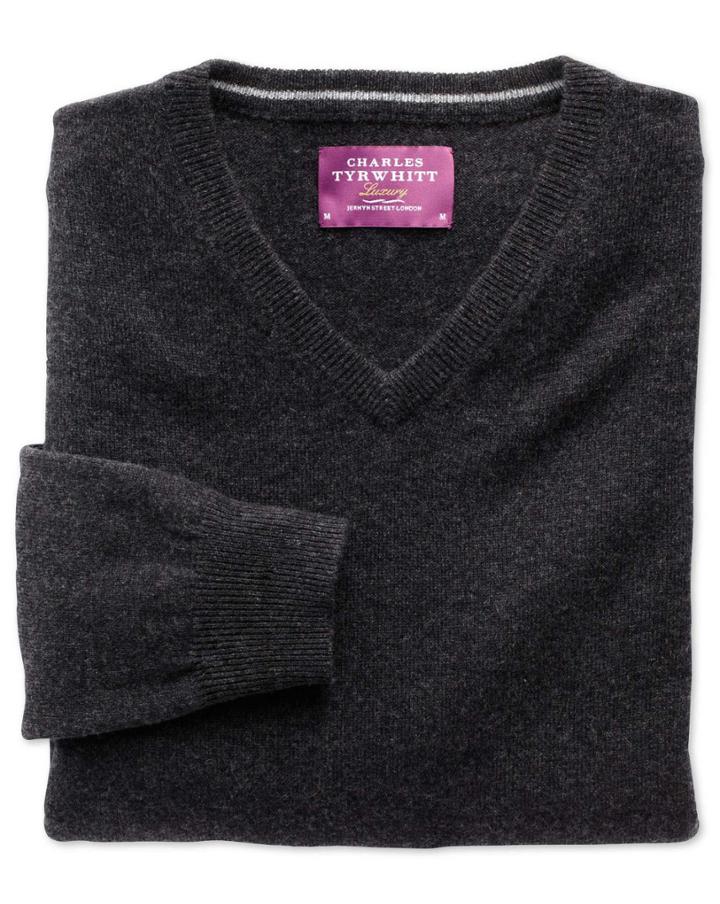 Charles Tyrwhitt Charles Tyrwhitt Charcoal Cashmere V-neck Sweater Size Xs
