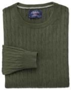 Charles Tyrwhitt Forest Green Cotton Cashmere Cable Crew Neck Cotton/cashmere Sweater Size Large By Charles Tyrwhitt