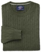 Charles Tyrwhitt Forest Green Cotton Cashmere Cable Crew Neck Cotton/cashmere Sweater Size Large By Charles Tyrwhitt