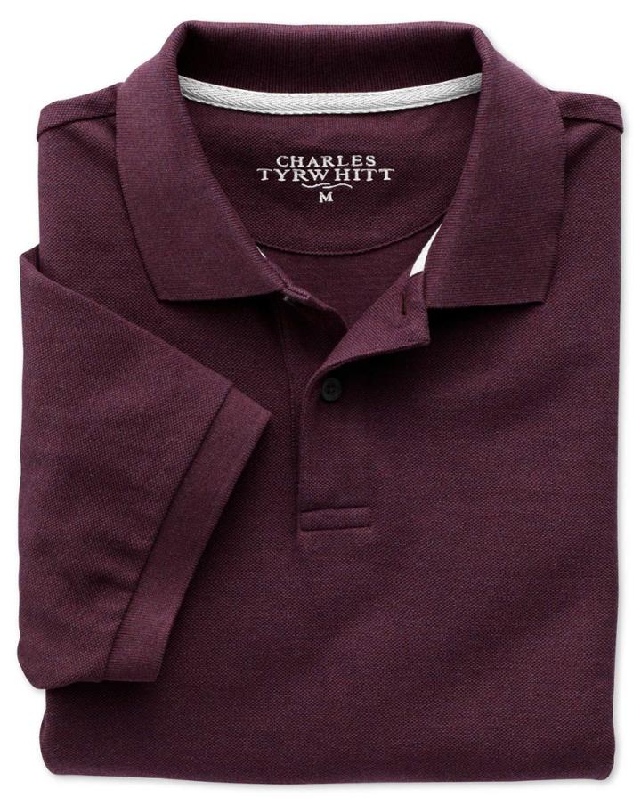 Charles Tyrwhitt Charles Tyrwhitt Dark Red Pique Cotton Polo Size Xs