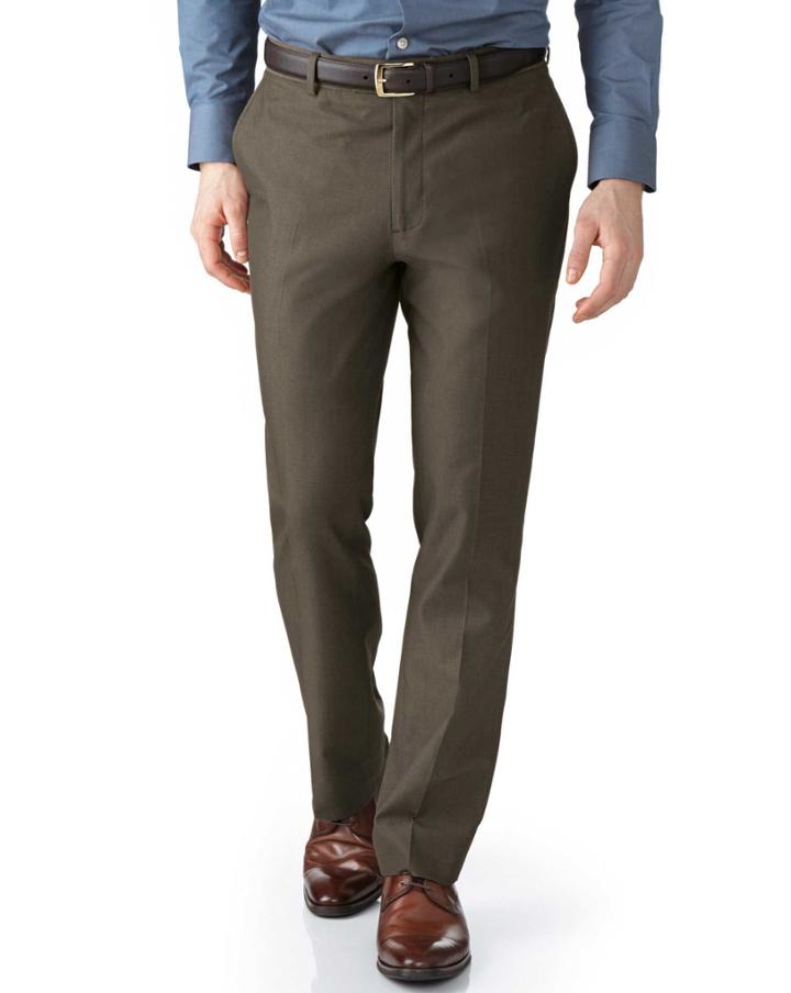Charles Tyrwhitt Charles Tyrwhitt Brown Slim Fit Stretch Cavalry Twill Cotton Chino Pants Size W30 L32