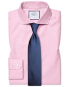  Slim Fit Pink Non-iron Twill Cutaway Collar Cotton Dress Shirt Single Cuff Size 14.5/33 By Charles Tyrwhitt