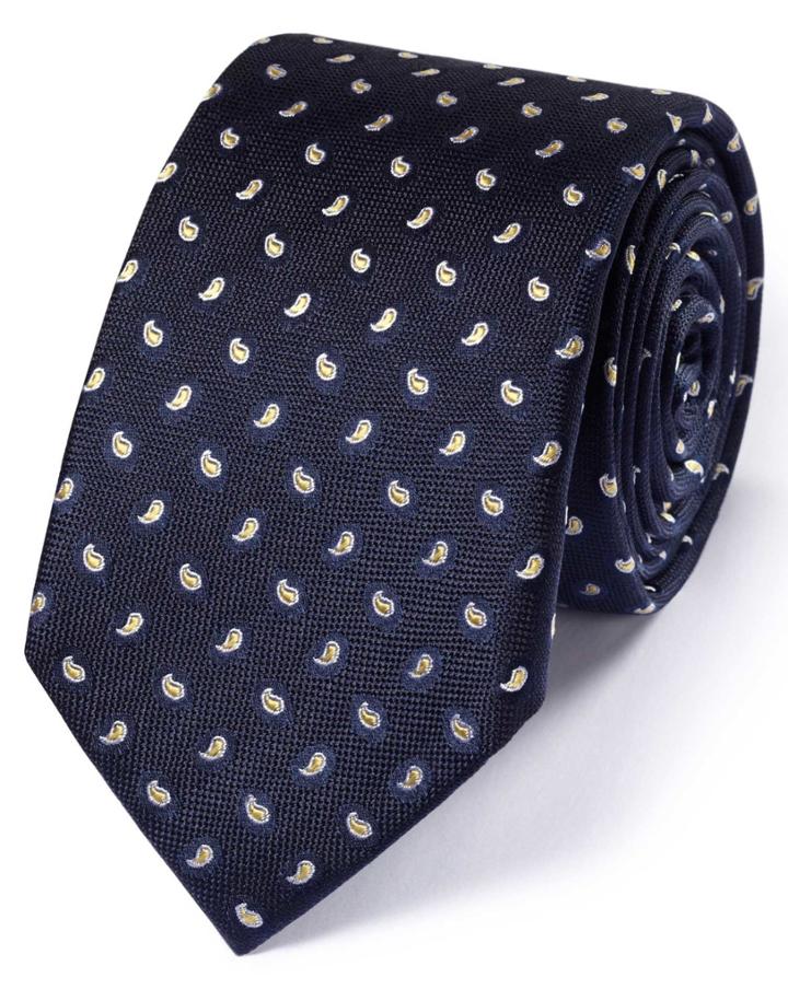 Charles Tyrwhitt Charles Tyrwhitt Slim Navy Silk Classic Mini Paisley Tie