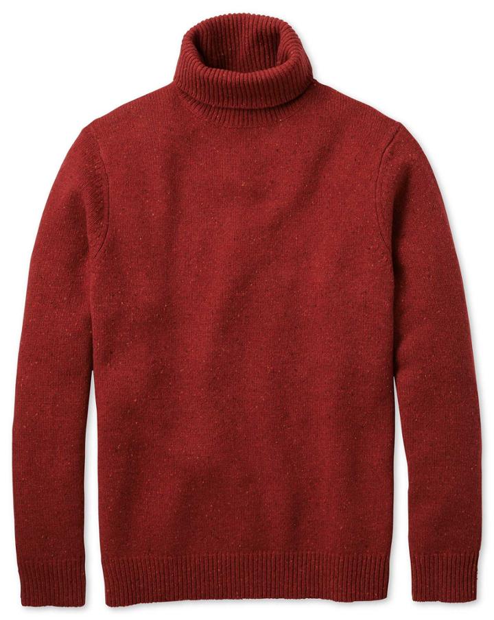  Red Roll Neck Donegal Merino Wool Sweater Size Medium By Charles Tyrwhitt