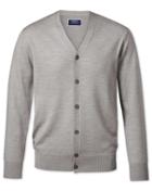  Silver Merino Wool Cardigan Size Medium By Charles Tyrwhitt