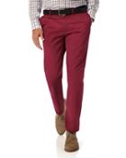  Red Slim Fit Flat Front Washed Cotton Chino Pants Size W30 L32 By Charles Tyrwhitt