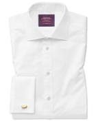  Slim Fit Semi-spread Collar Luxury Twill White Egyptian Cotton Dress Shirt French Cuff Size 15/35 By Charles Tyrwhitt