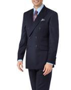 Charles Tyrwhitt Navy Slim Fit Double Breasted Twill Business Suit Wool Jacket Size 36 By Charles Tyrwhitt