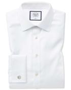  Slim Fit Non-iron White Triangle Weave Cotton Dress Shirt Single Cuff Size 14.5/32 By Charles Tyrwhitt
