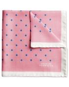  Pink And Blue Classic Printed Spot Silk Pocket Square By Charles Tyrwhitt