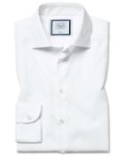  Extra Slim Fit Non-iron Natural Stretch White Cotton Dress Shirt Single Cuff Size 14.5/32 By Charles Tyrwhitt