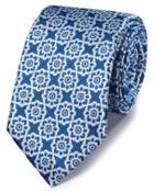  Bright Blue Floral Classic Silk Tie By Charles Tyrwhitt