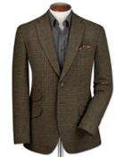 Charles Tyrwhitt Charles Tyrwhitt Slim Fit Olive Checkered Luxury Border Tweed Wool Jacket Size 36