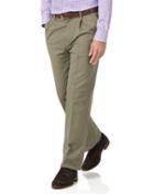  Olive Classic Fit Single Pleat Non-iron Cotton Chino Pants Size W40 L32 By Charles Tyrwhitt