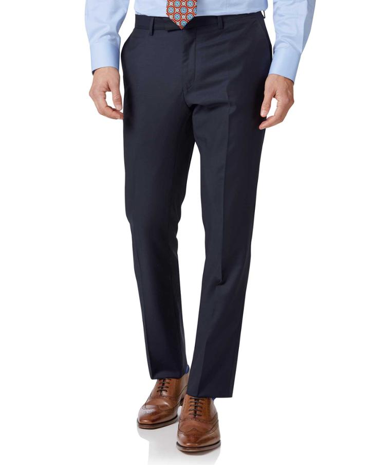  Navy Slim Fit Italian Twill Luxury Suit Wool Pants Size W32 L34 By Charles Tyrwhitt