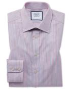  Classic Fit Egyptian Cotton Poplin Pink Multi Stripe Dress Shirt Single Cuff Size 15.5/33 By Charles Tyrwhitt