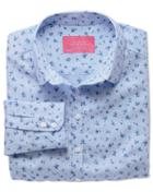 Charles Tyrwhitt Charles Tyrwhitt Women's Semi-fitted Cotton Floral Print Sky And Blue Shirt Size 4