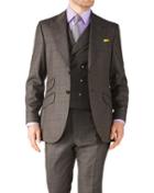 Charles Tyrwhitt Charles Tyrwhitt Brown Check Slim Fit British Panama Luxury Suit Wool Jacket Size 36
