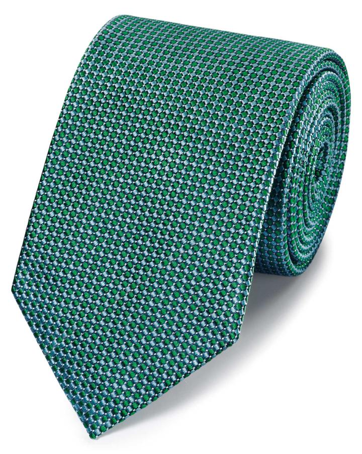  Green Tonal Silk Classic Tie By Charles Tyrwhitt