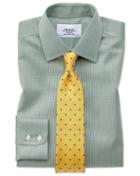 Charles Tyrwhitt Classic Fit Non-iron Puppytooth Olive Green Cotton Dress Casual Shirt French Cuff Size 15.5/33 By Charles Tyrwhitt
