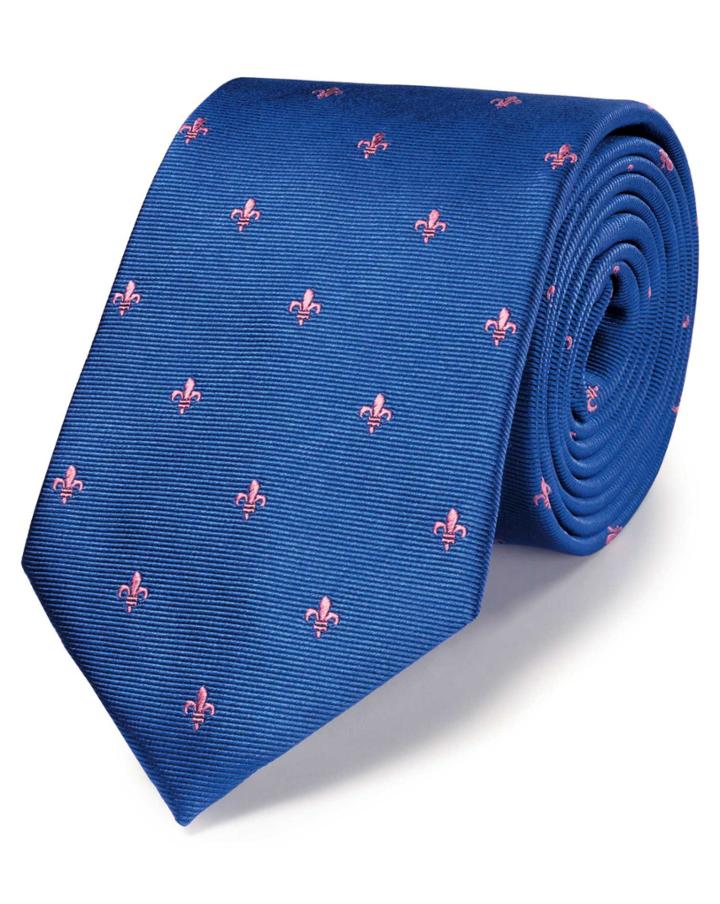 Charles Tyrwhitt Charles Tyrwhitt Blue Silk Classic Fleur-de-lys Tie