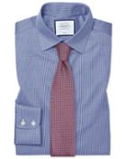  Slim Fit Non-iron Royal Blue Puppytooth Cotton Dress Shirt By Charles Tyrwhitt
