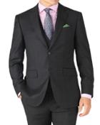 Charles Tyrwhitt Charles Tyrwhitt Charcoal Slim Fit Sharkskin Travel Suit Wool Jacket Size 36