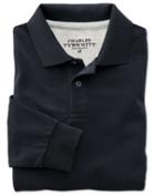 Charles Tyrwhitt Charles Tyrwhitt Navy Pique Long Sleeve Cotton Polo Size Large