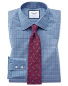  Extra Slim Fit Non-iron Blue And Green Prince Of Wales Check Cotton Dress Shirt Single Cuff Size 14.5/33 By Charles Tyrwhitt