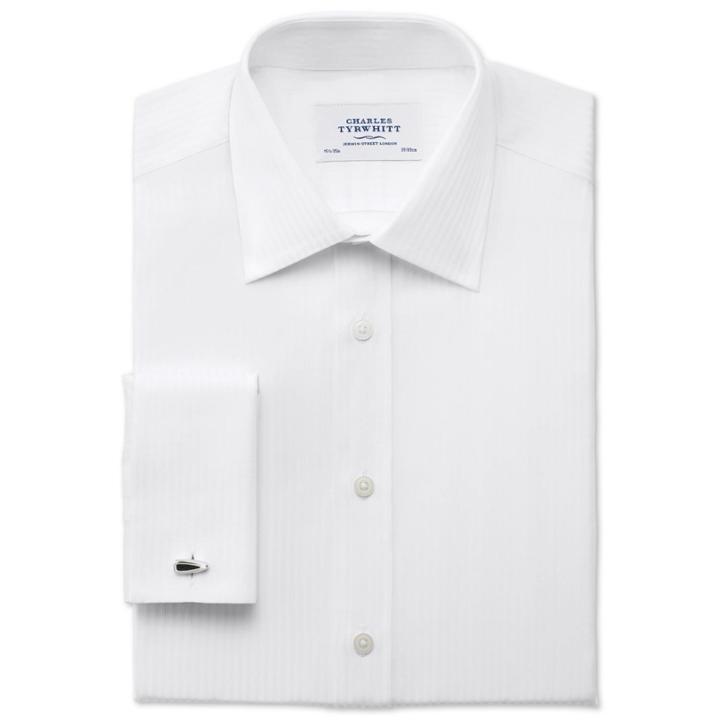 Charles Tyrwhitt Charles Tyrwhitt White Satin Stripe Classic Fit Shirt (15 - 33)
