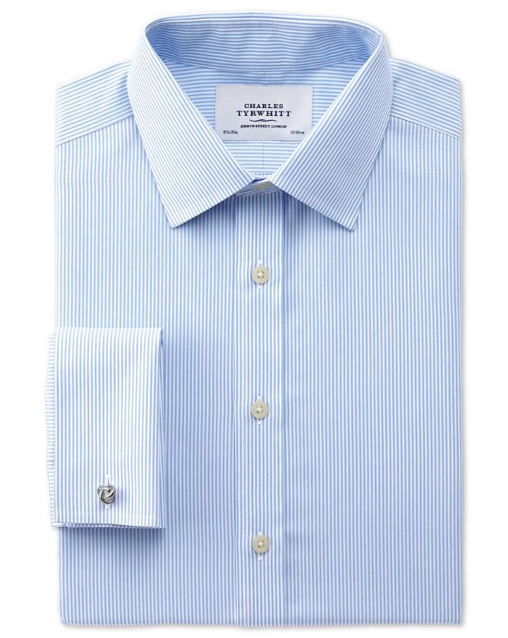Charles Tyrwhitt Charles Tyrwhitt Classic Fit Non-iron Bengal Stripe Sky Blue Shirt