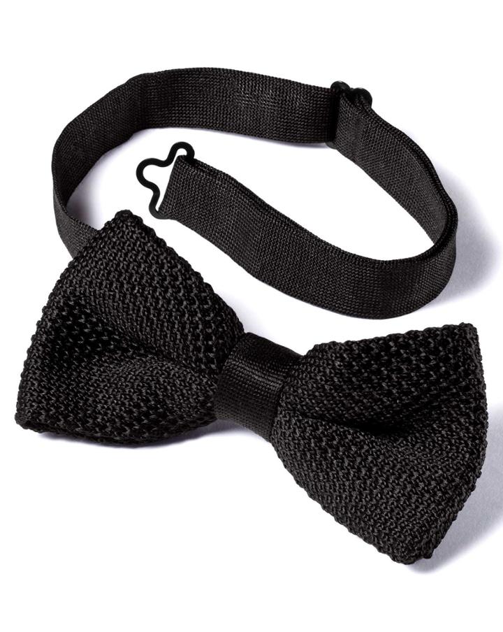 Black Silk Knitted Classic Bow Tie By Charles Tyrwhitt