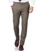 Charles Tyrwhitt Charles Tyrwhitt Tan Slim Fit British Check Flannel Luxury Suit Wool Pants Size W30 L38